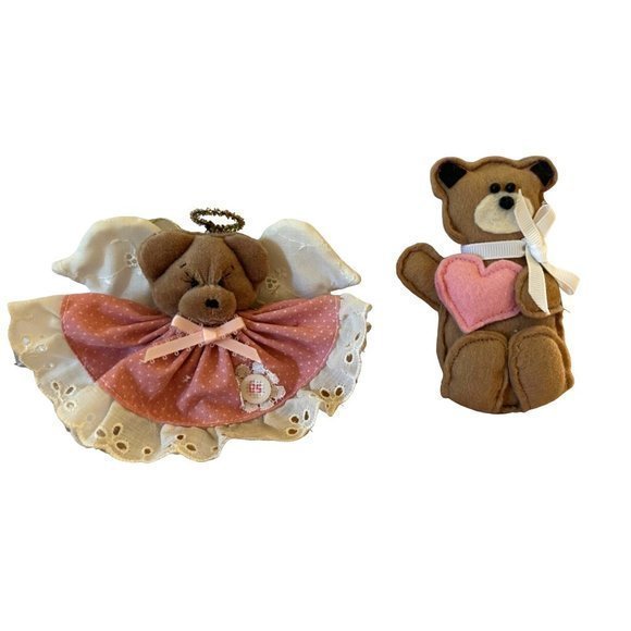 Vintage Felt Ornament -‎ Angel Bear and Heartfelt Bear - Picture 2 of 3
